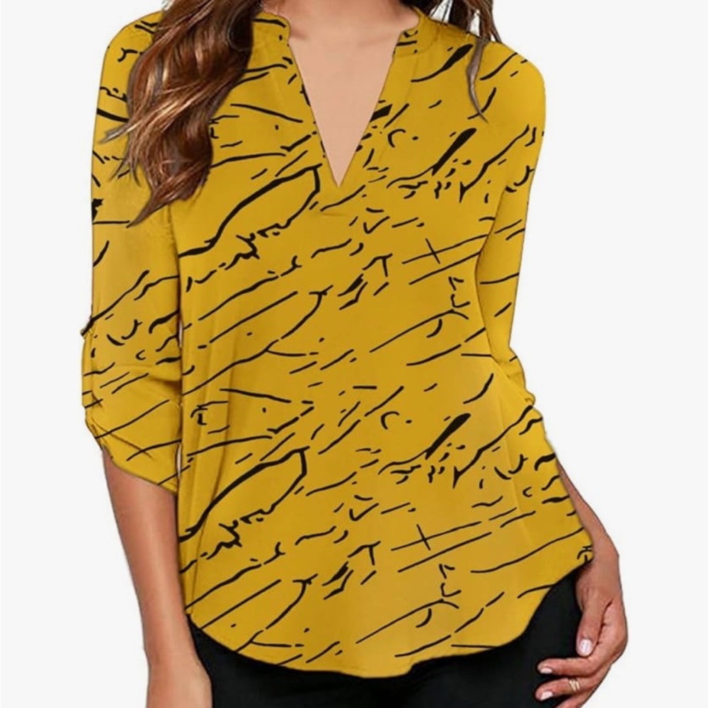 Yellow Patterned Women's Top